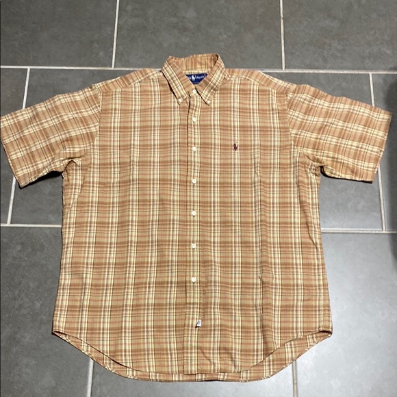 Vintage Ralph Lauren Beige Plaid Men's Shirt. Size Large - Picture 3 of 6